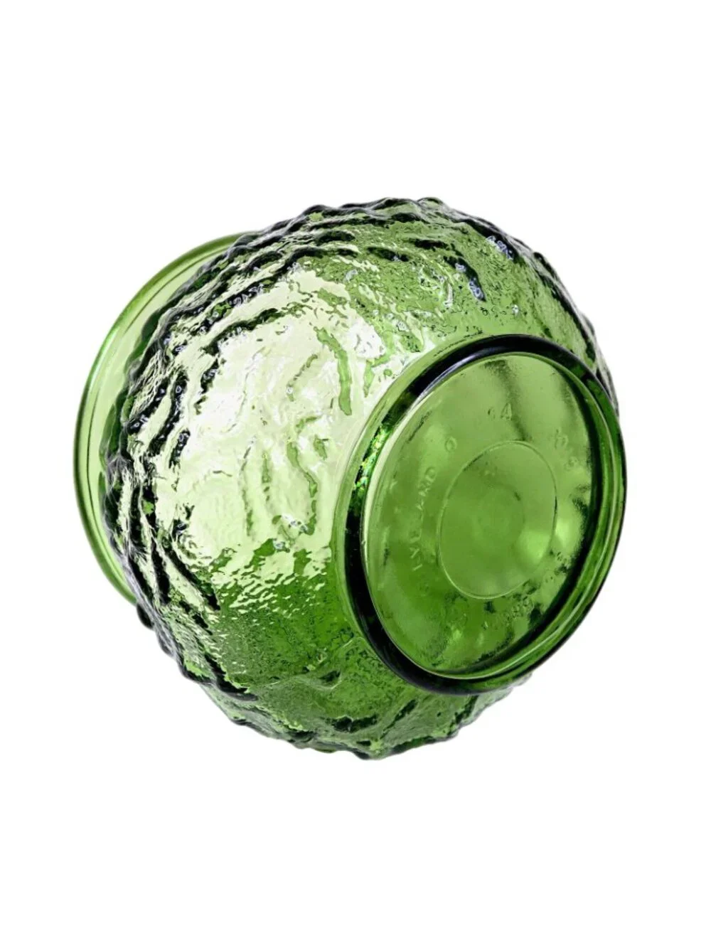 E.O. Brody Indiana Green Crinkle Glass Bowl Vase Vintage Mid-Century Decor